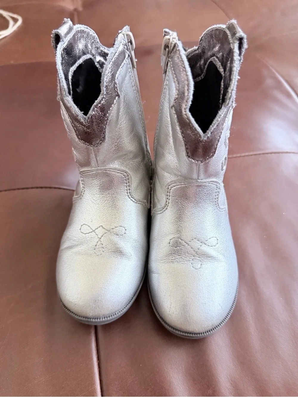 Zara Metallic Silver Girls' Cowboy Boots